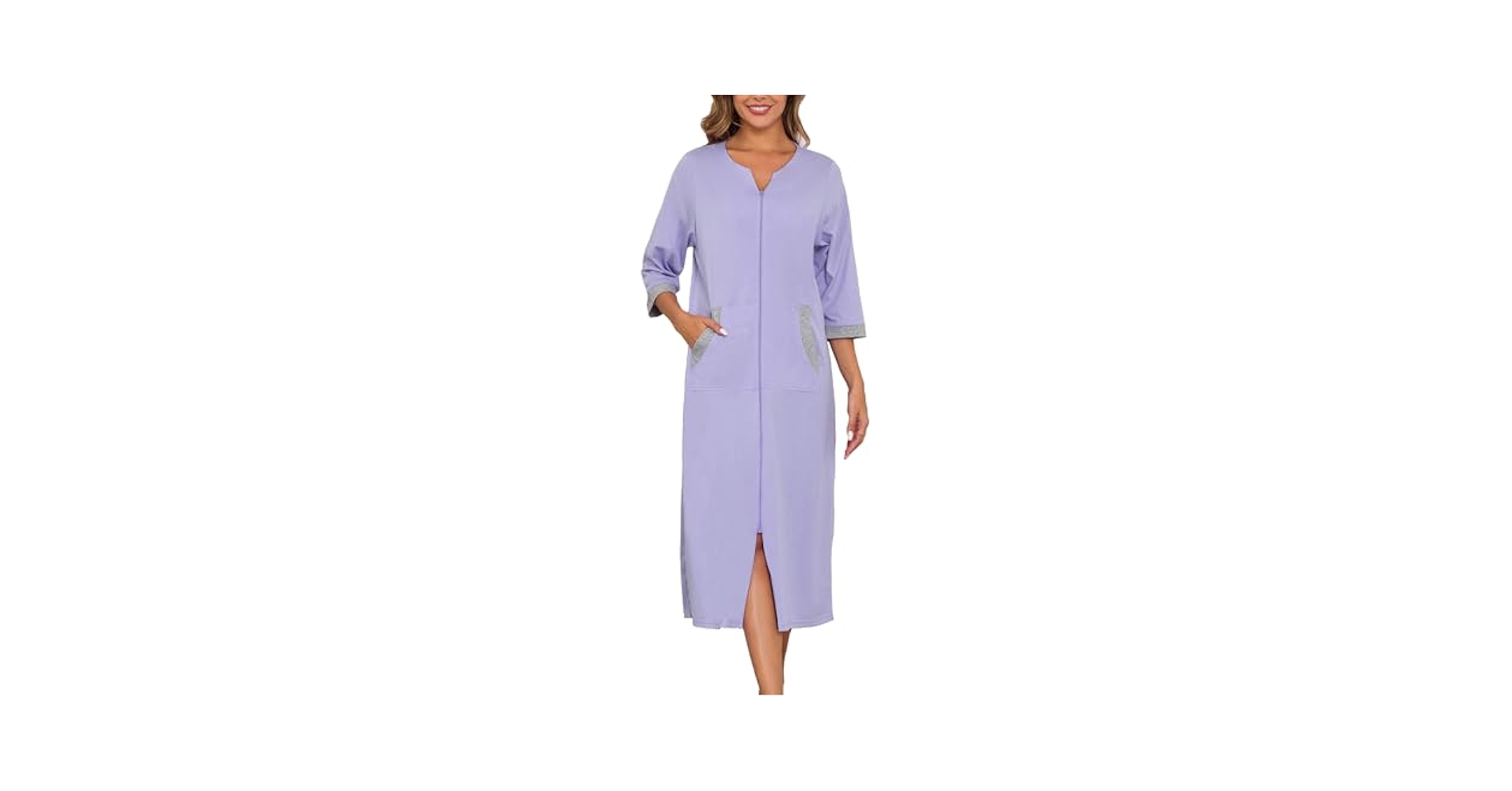 Amazon.com: Viakeo Zipper Robes For Women Cotton Housecoat 3